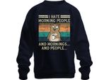 Hate Morning People Mornings And People Kaffee BäR Felpa Vintage Grunge Unisex Pullover, Navy, Xxl