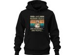 Hate Morning People Mornings And People Coffee Bear Vintage Grunge Unisex Hoodie Felpa Con Cappuccio, Nero, L