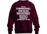 Interruzione Di Corrente Senza Wifi Né Internet Offline Umorismo Da Giocatore Divertente Felpa Unisex Pullover, Borgogna, S