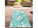 Tappeto Impermeabile Per Esterni Con Disegno Tropicale In Petrolio Dimensioni - 150 X 220 Cm