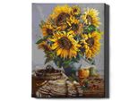 Oh Art! - Set Di Girasoli Paint By Numbers - 40X50Cm, Con Cornice In Legno E Pennelli Fai Da Te