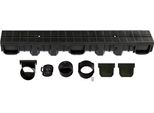 Canale Di Drenaggio Altezza 115 Mm Plastica 1 M, Griglia Longitudinale, Nero