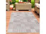 Tappeto Per Esterni Per Il Soggiorno Con Motivo A Piastrelle In Grigio Crema Dimensioni - 200 X 290 Cm