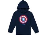 Capitan America - Felpa Con Cappuccio Per Bambini, Pullover TV22726 (128) (Navy)