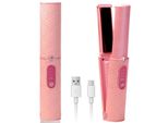 Zelurxx Piastra Per Capelli 2 In 1 Senza Fili, Piastra Per Capelli Portatile, Batteria Da 5000Mah, Riscaldamento Rapido, Piastra Per Capelli Da Viaggio Per Lisciare E Arricciare, Rosa Pelle