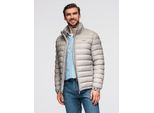 Giacca Trapuntata Classica Ombre Da Uomo Con Collo Alto Grigio Chiaro S