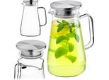Caraffa In Vetro Kadax Da 1,5 Litri, Caraffa Per Acqua Con Filtro E Coperchio In Acciaio Inox, Caraffa In Vetro, Caraffa In Vetro Per Acqua, Caraffa In Vetro Borosilicato, Brocca In Vetro