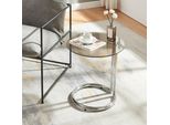 Tavolino 'Ylivieska' Con Piano In Vetro 46 X Ø45 Cm Rotondo In Vetro Color Cromo/Bronzo