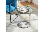 Tavolino 'Ylivieska' Con Piano In Vetro 46 X Ø45 Cm Rotondo Color Cromo / Vetro Grigio