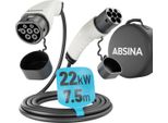 Cavo Di Ricarica Absina Per Auto Elettriche-22Kw Da Tipo 2 A Tipo 2, 7,5M