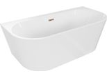 Mexen Oval+ Vasca Da Bagno Indipendente A Muro 170 X 80 Cm, Bianca, Troppo Pieno Oro Rosa - 52681708000-60