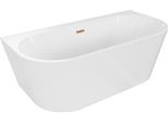 Mexen Oval+ Vasca Da Bagno Freestanding A Parete 170 X 80 Cm, Bianca, Troppopieno Rame Spazzolato - 52681708000-65