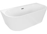 Mexen Oval+ Vasca Da Bagno Freestanding A Parete 170 X 80 Cm, Bianca, Tracimazione Gun Gray Spazzolato - 52681708000-66