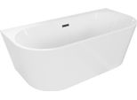 Mexen Oval+ Vasca Da Bagno Freestanding A Parete 170 X 80 Cm, Bianca, Troppopieno Nero - 52681708000-70