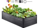 Letto Rialzato - Fioriera Con Fioriera - Grande Fioriera Da Giardino Per Terrazzi - Aiuola Per Ortaggi E Barbabietole Da Giardino - Grigio Scuro - 240X120X60Cm - Metallo Zincato