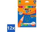 Bic Kids - Matite Colorate - Colori Assortiti - Eco - Evolution - 18 Matite - Confezione Risparmio - 12 Pezzi