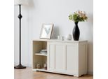 Credenza Da Cucina Con Ante Scorrevoli Bianco/Marrone 106,5 X 33 X 60 Cm - Beige