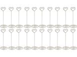 20 Pc Porta Numeri Da Tavolo 15 Cm A Forma Di Cuore Segnaposto Memo Clip Portafoto Argento