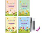 4 Pc Di Pratica Calligrafia Quaderno Di Apprendimento Riutilizzabile Scrittura A Mano Per I Bambini Di 3-8 Anni