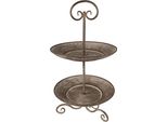 Etagere A 2 Strati Clayre & Eef Ø 28X53 Cm Grigio Verde Ferro