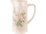 Brocca Decorativa Clayre & Eef 21X15X25 Cm Fiori Di Ceramica Rosa Beige
