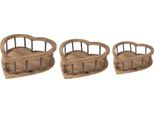 Cesto Portaoggetti Clayre & Eef Set Di 3 Cuori 33X33X10 Legno Marrone