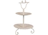Etagere A 2 Strati Clayre & Eef Ø 32X51 Cm Uccelli In Metallo Beige