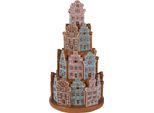 Clayre & Eef Casa Di Pan Di Zenzero Con Led Ø 18X33 Cm Marrone Blu Poliresina