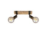Faretto Lampada Da Soffitto Orientabile 2Xe27 Metallo-Legno Gunmetal 25W Briloner