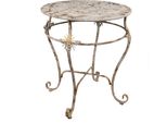 Clayre & Eef Tavolo Bistro Ø 69X76 Cm Metallo Bianco Marrone