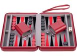 Longfield Games Backgammon Gioco Da Viaggio 9 Pollici Rosso Zipper Grigio Nero Rosso