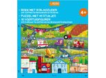 Libro Editoriale Rebo, Puzzle + 10 Figure - Veicoli
