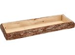 Vassoio Decorativo In Legno Con Corteccia, Rettangolare, Piccolo - 38 X 11 Cm - Vassoio Portacandele Naturale Con Bordo In Corteccia D'albero - Decorazione Da Tavola, Vassoio Portacandele, Natale