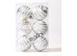 Inf Palline Di Natale Con Motivo Zebra, 6 Cm - Set Da 6, Decorazioni Festive D'argento