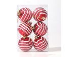 Inf Palline Di Natale Con Motivo Zebra, 6 Cm - Set Da 6, Decorazioni Festive Rosso