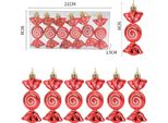 Inf Mini Ornamenti Natalizi A Forma Di Caramella - Set Da 6, Decorazioni Festive Per L'albero Rosso