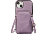 Inf Custodia 3-In-1 In Finto Cuoio Viola Per Iphone 17 Pro Con Porta Carte E Tracolla