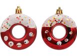 Inf Decorazioni Natalizie A Forma Di Ciambella - Set Da 4 Decorazioni Festive Rosso