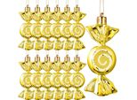 Inf Mini Ornamenti Natalizi A Forma Di Caramella - Set Da 6, Decorazioni Festive Per L'albero Oro