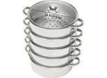 Pentola Per La Cottura A Vapore, Design A 5 Livelli, Acciaio Inox Resistente, Grigio Chiaro