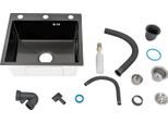 Lavello Da Cucina, Acciaio Inox, Dispenser Di Sapone Integrato, Nero