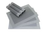 Tovaglietta Borda Set Di 6 Tovagliette In Plastica Intrecciata Argento Nero 45X30 Cm