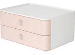 Han 1120-86 SMART-BOX Allison Cassettiera - Impilabile, 2 Cassetti, Bianco Neve/Rosa Fenicottero