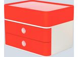 Han 1100-17 Cassettiera SMART-BOX Plus Allison Con Portautensili - Impilabile, 2 Cassetti, Bianco/Rosso
