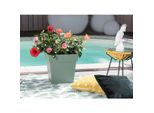 Eda Plastique - Quadratischer Blumentopf Toskana - 32 X 32 X H 32 Cm - 22 L - LorbeergrüN