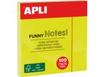 Apli 11897 Apli Haftnotizen "Funny Notes!"", 75 X 75 Mm, Neongelb"