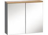Mobile Bagno Con Specchio Grigio Lucido 80 Cm 2 Ante
