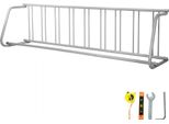 Rastrelliera Per Biciclette Da Terra Da 111'' Di Lunghezza - Supporto - Rastrelliera Per Biciclette - 9 Supporti - Rastrelliera Per Biciclette A Griglia In Acciaio - Rastrelliera Monofacciale Per Garage, Strade, Cortili.