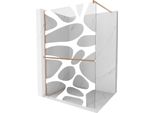 Mexen Kioto+ Parete Doccia Con Mensola Walk-In 80 X 200 Cm, Onda Bianca, Rame Spazzolato - 800-080-121-65-97