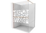 Mexen Kioto+ Parete Doccia Con Mensola Walk-In 120 X 200 Cm, Motivo Bianco, Rame Spazzolato - 800-120-121-65-85